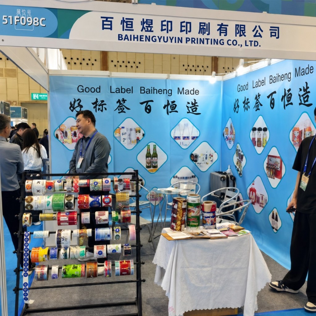 Label samples at exhibition booth